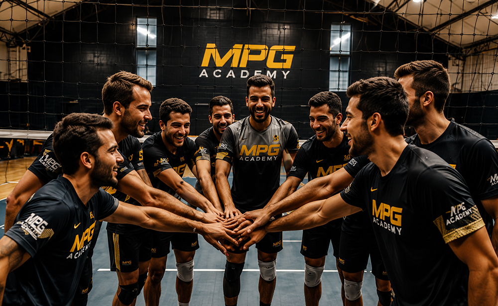 Equipe MPG Academy reunida em quadra