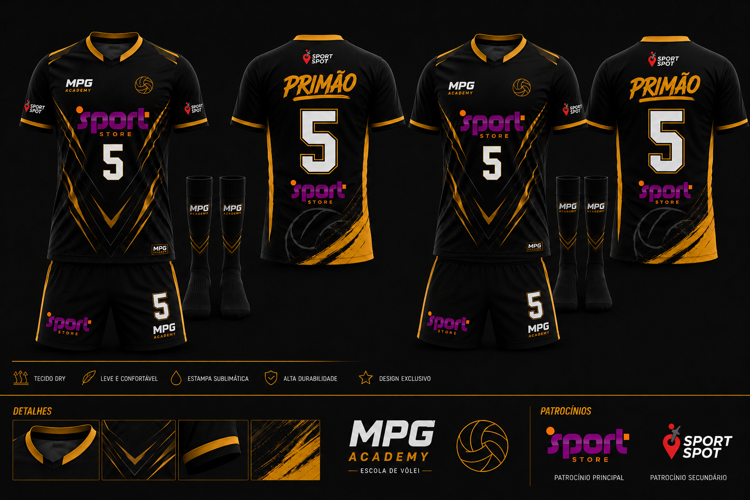 Exemplo ilustrativo de &aacute;reas para patrocinadores no uniforme MPG Academy